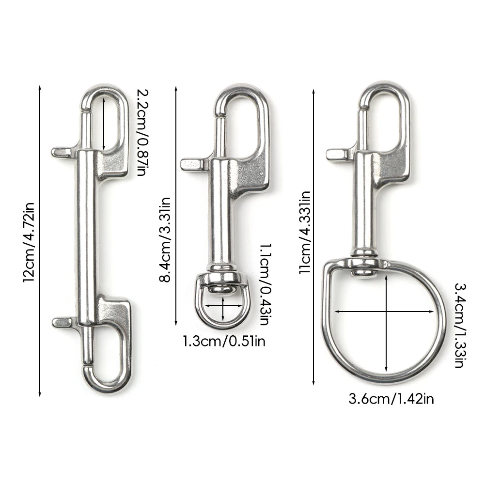 316 Stainless Steel Swivel Eye Bolt Spring Snap Hook Double Head Hook Marine Diving D Ring Snap Hooks With Swivel