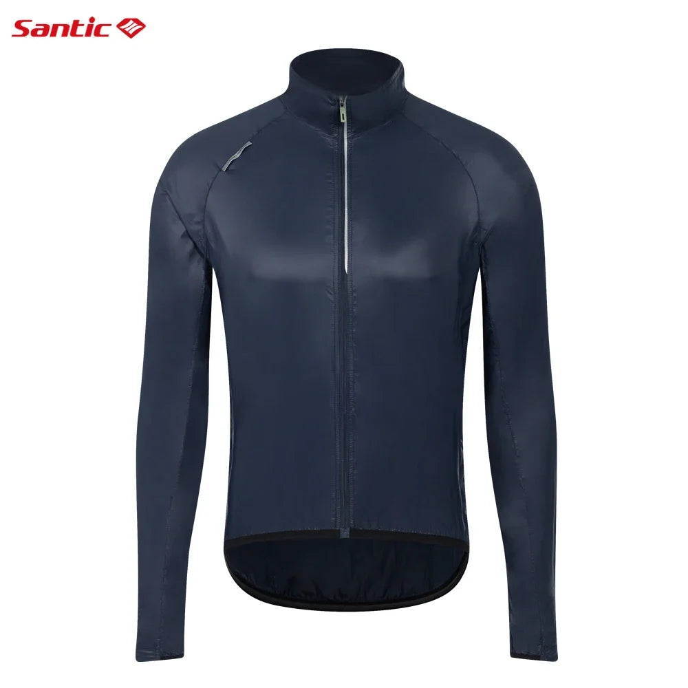 Santic Men's Ultra-Light Packable Cycling Windbreaker Jacket – Windproof Water-Resistant Breathable UPF50+ Protection Skin Coats