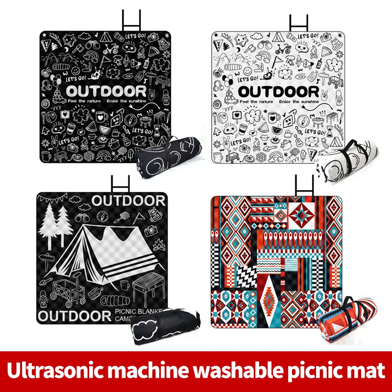 Camping Portables Picnic Mat Lawn Mat Thickened Moisture-Proof Outdoor Camping Mat Aluminum Film Base Machine Washable