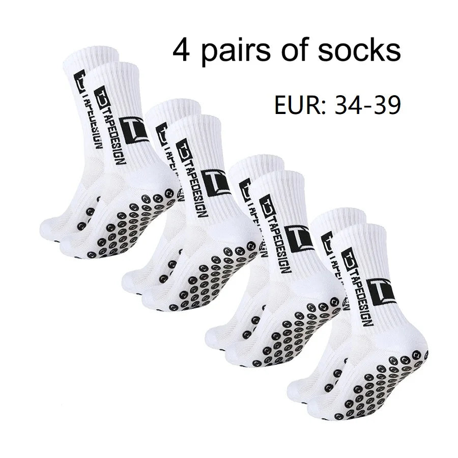 4 Pairs of New TC Mid Tube Glued Football Socks for Sports Training and Competition, Non Slip and Breathable Socks