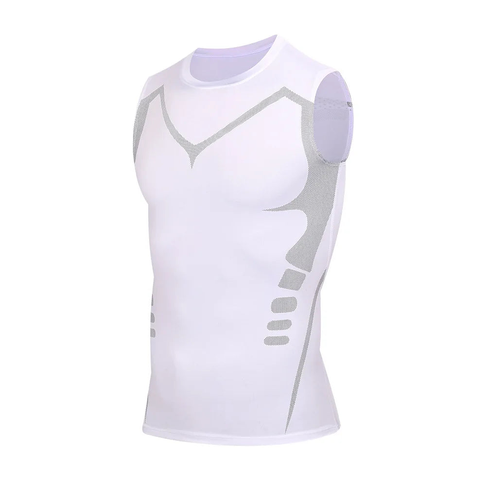 Compression Tank Top Mens Gym Shirt Sleeveless Quick Dry Printing Sportswear Men Fitness Bodybuilding Vest Workout Muscle Top ﻿