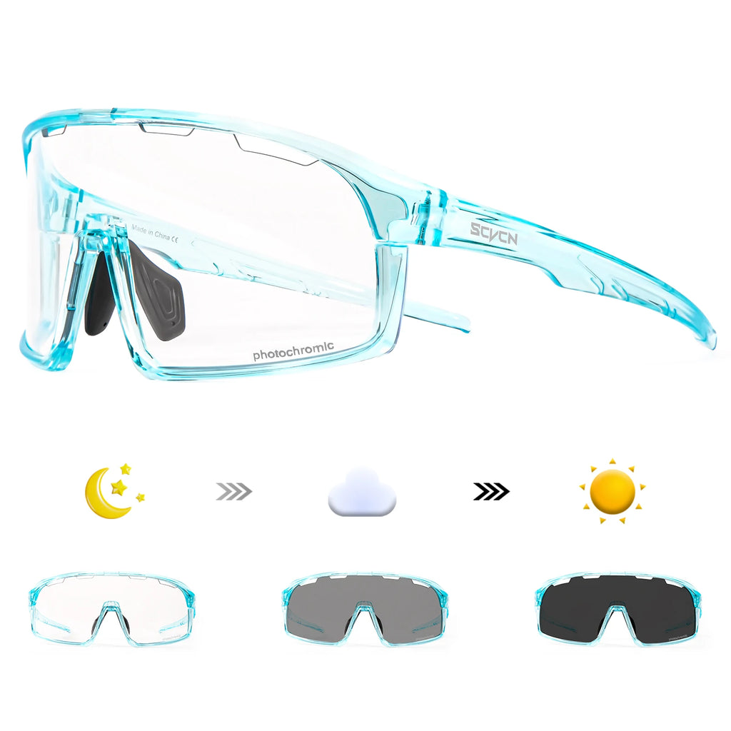 SCVCN Photochromic Cycling Glasses Cycling Sunglasses Bicycle Eyewear Sports MTB Outdoor UV400 Bike Goggles Sunglasses Eyepieces