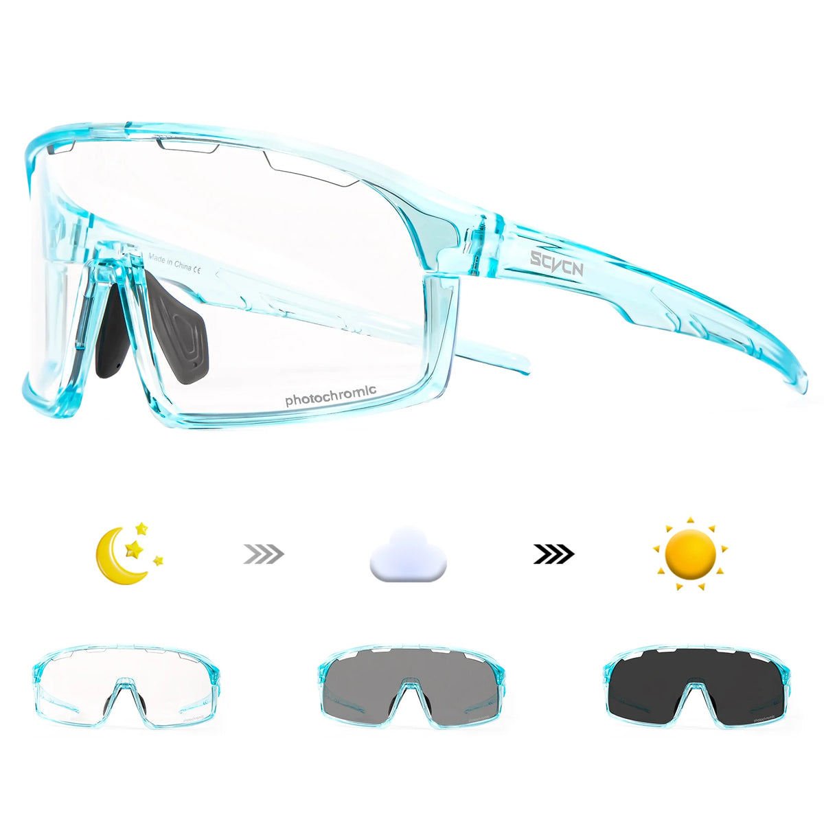 SCVCN Photochromic Cycling Glasses Cycling Sunglasses Bicycle Eyewear Sports MTB Outdoor UV400 Bike Goggles Sunglasses Eyepieces