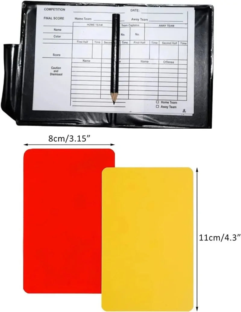Referee Card Set, Scorebook Whistle Pencil Football Referee Red and Yellow Warning Cards for Soccer Football Sports Games