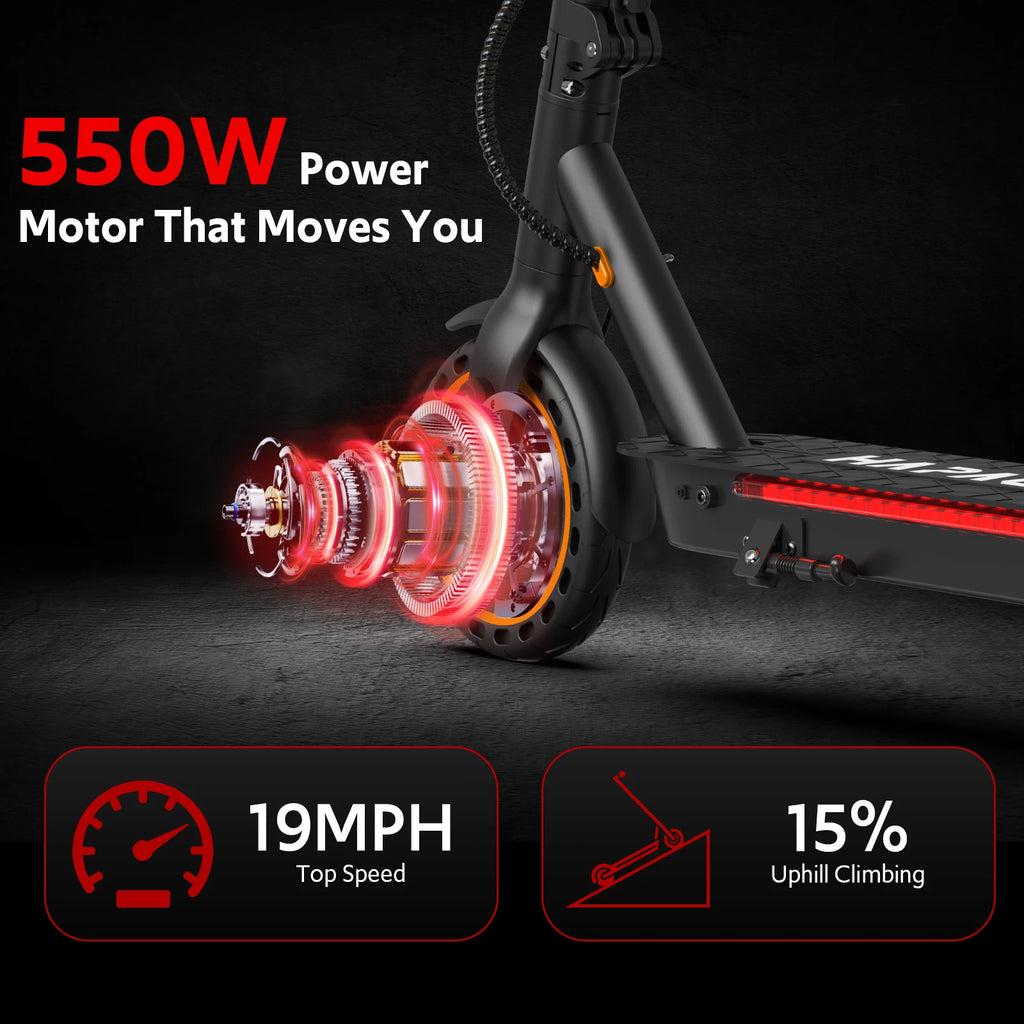 Electric Scooters for Adults,19 MPH 19 Miles Folding E-Scooter Built-in Side Lights, 550W Motor