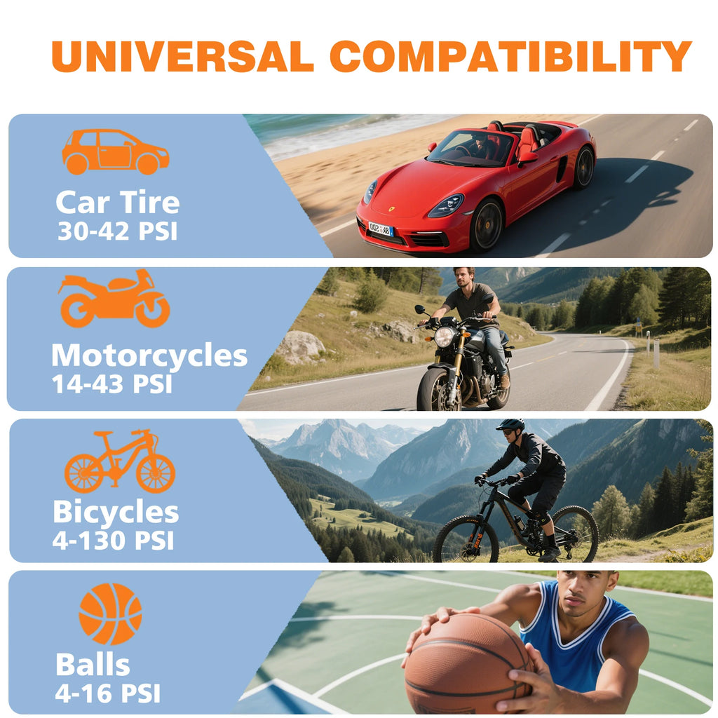 Portable Bicycle Air Pump Mini Electric Inflator for Cycling MTB Road Bike Compact Design