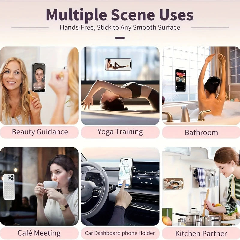 2pcs Double-Sided Silicone Suction Cup Phone Stand for Iphone  Android  Adjustable Angle for Makeup Fitness Yoga Binge-Watching