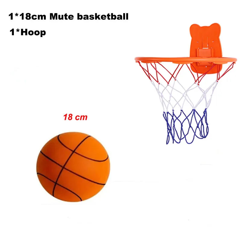 Indoor Silent Basketball and Basket 18/21/24 cm Bouncing Mute Ball Sports and Entertainment Toy Foam Ball No Noise Fast Shipping
