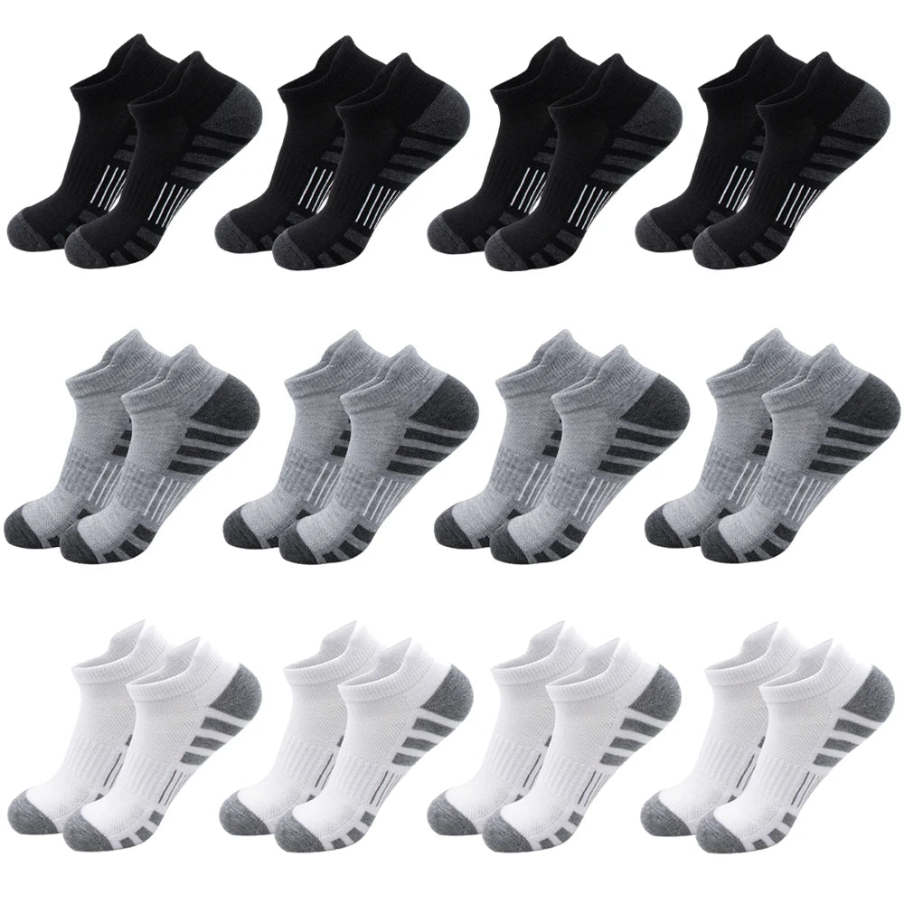 12/24Pairs Ankle Athletic Running Socks Cushioned Breathable Low Cut Sports Tab Socks For Men And Women