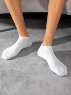 10 Pairs of Men's Sports Socks, White No-Show Socks, Sweat-Absorbent and Breathable, Suitable for Tennis, Badminton, Professional Running, Men's Basketball