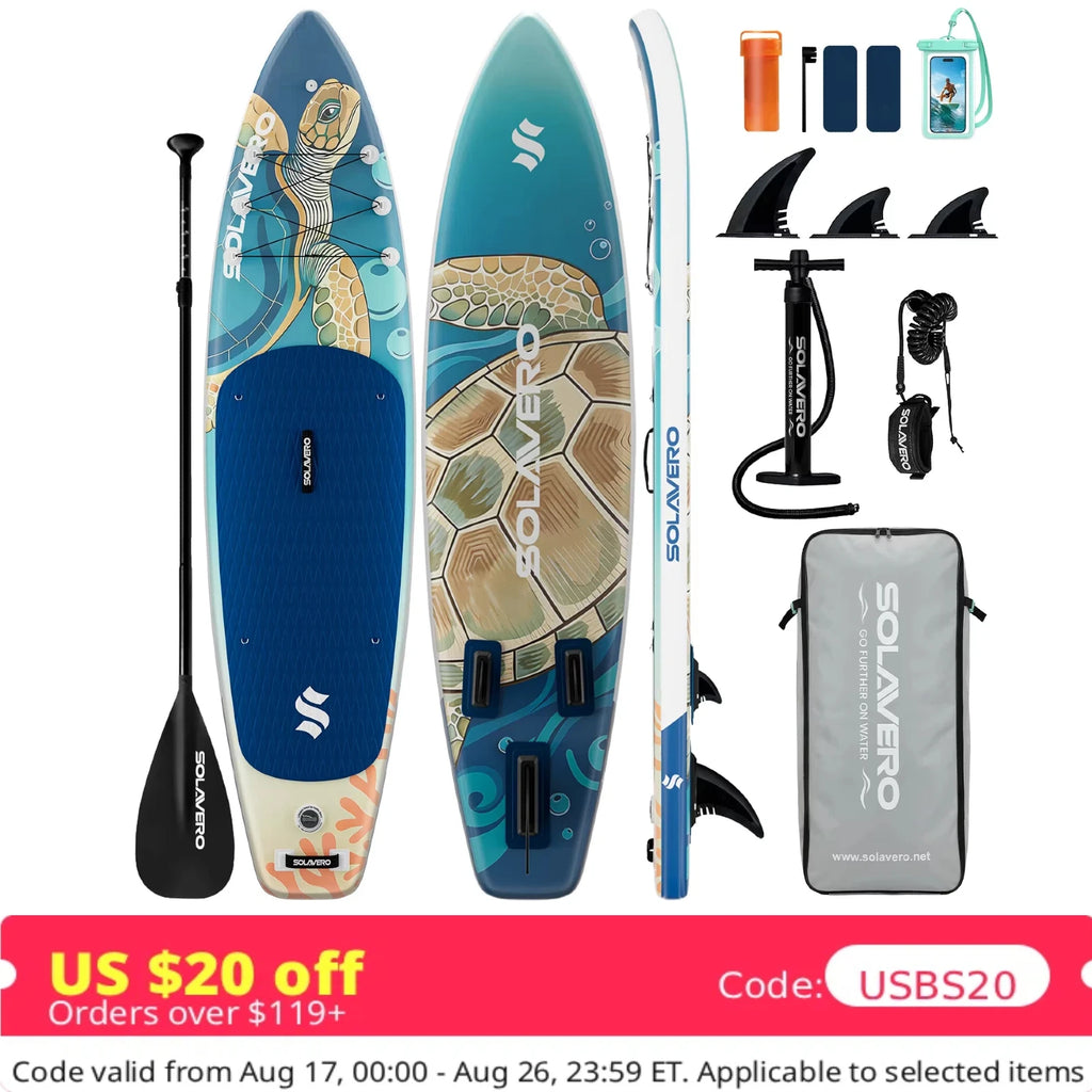 Stand Up Paddle Board, Inflatable Paddle Board with Premium Accessories, SUP Board with Non-Slip EVA Deck, Suitable for Sea Lake