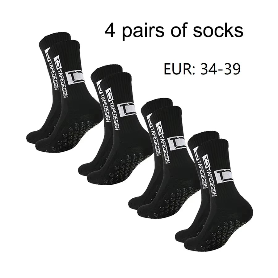 1/4/6 Pairs of Size 36-40 Children's and Women TC Mid Tube Glued Football Non Slip Socks for Sports Training and Competition
