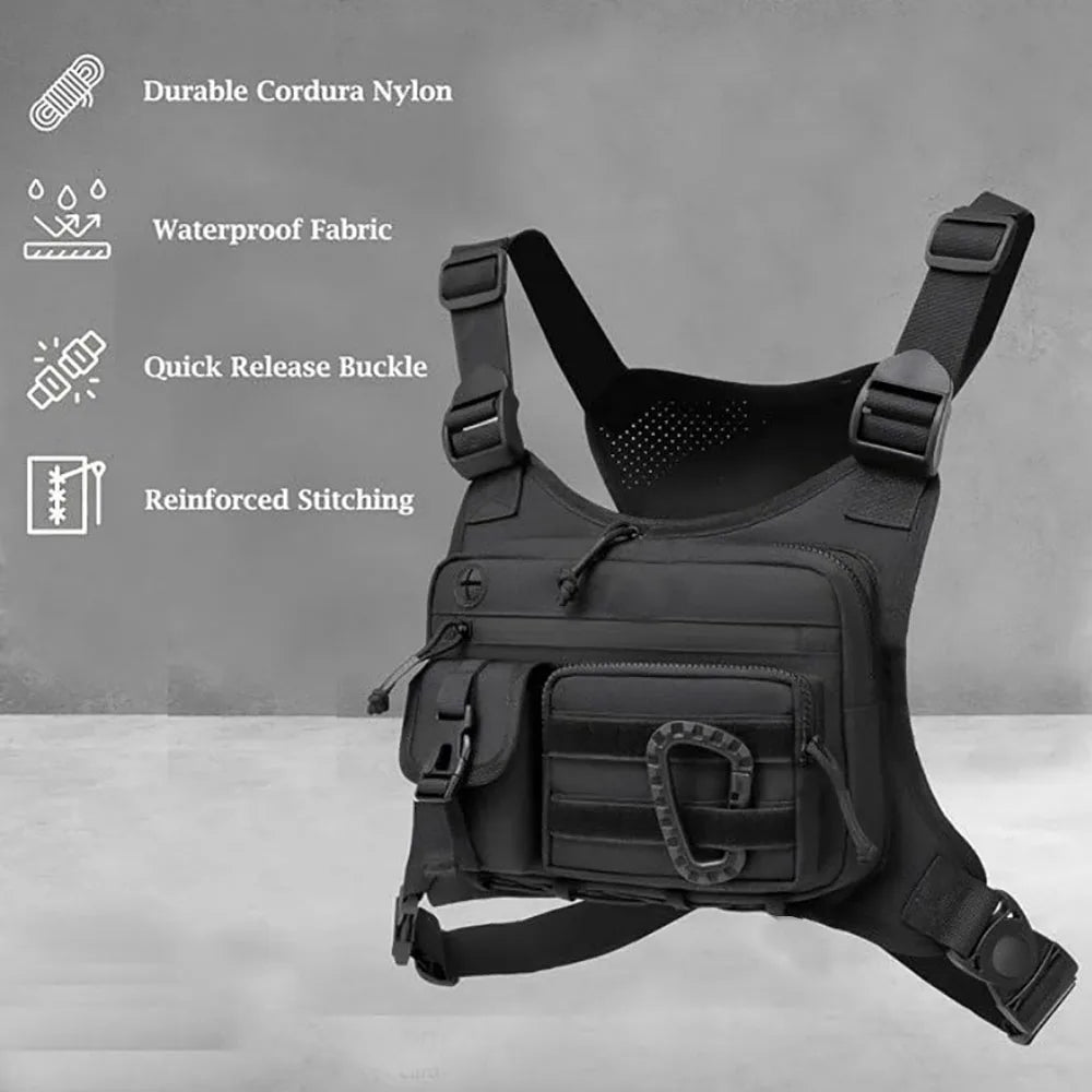 Outdoor Chest Bag Camping Front Chest Vest Backpack Running Bag Hunting Vest Outdoor Rig Sports Travel Training Fanny Pack