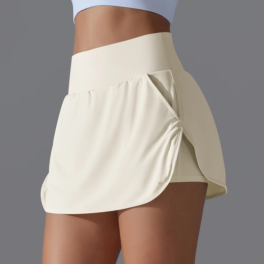 Outdoor Sports Yoga Skirt Badminton Tennis Skirt High Waist Breathable Sweat Skirt Active Athletic Yoga Fitness Skirt Short