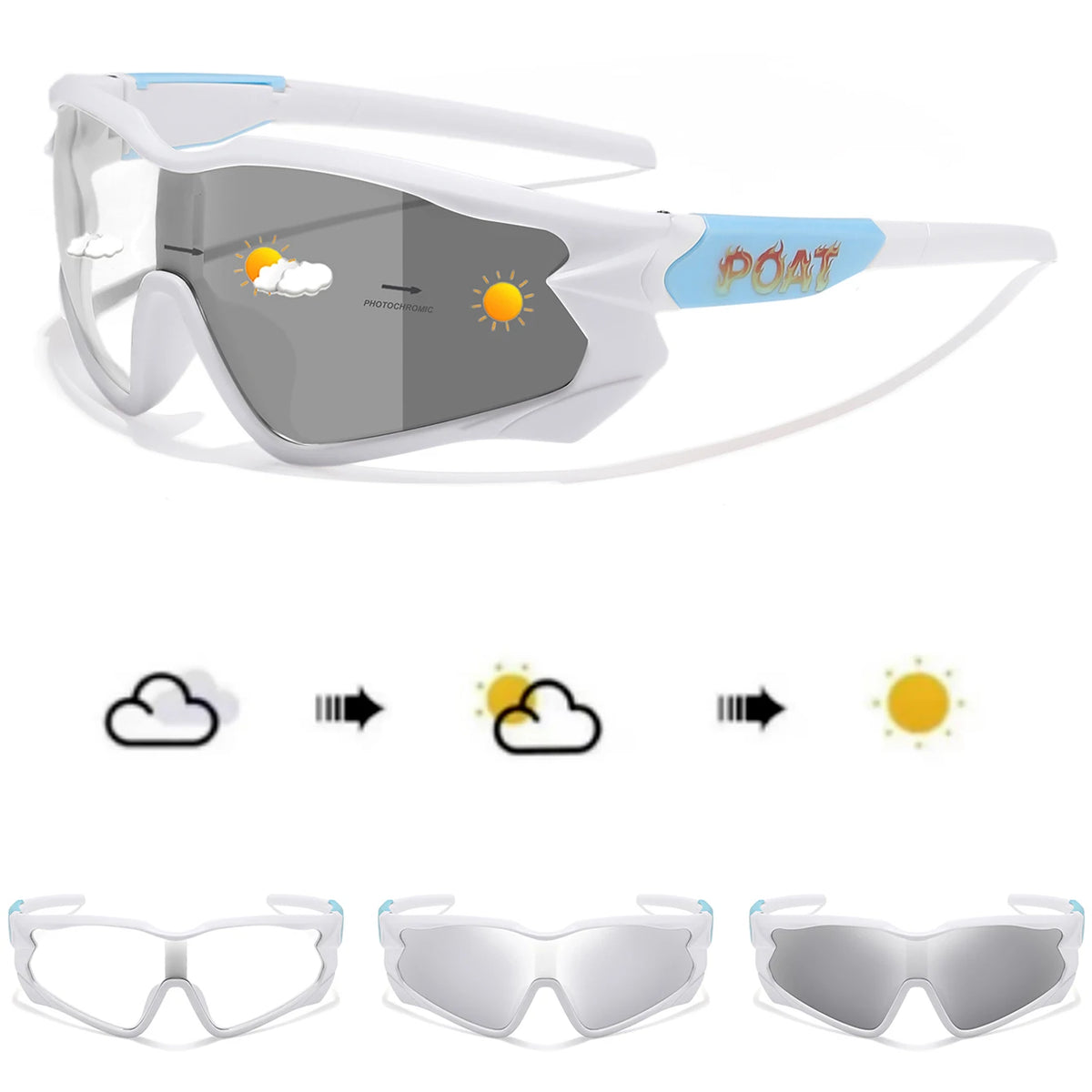 POAT Brand New Style Photochromic Sunglasses Sports Men Women MTB Bike Bicycle Eyewear Cycling Fishing Running Glasses