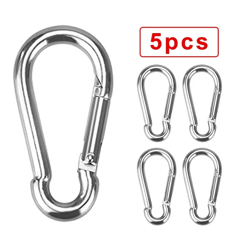 Carabiner Keychain D-ring Buckle Spring Carabiner Snap Hook Clip Keychains Camping Accessories Multifunctional Stainless Steel