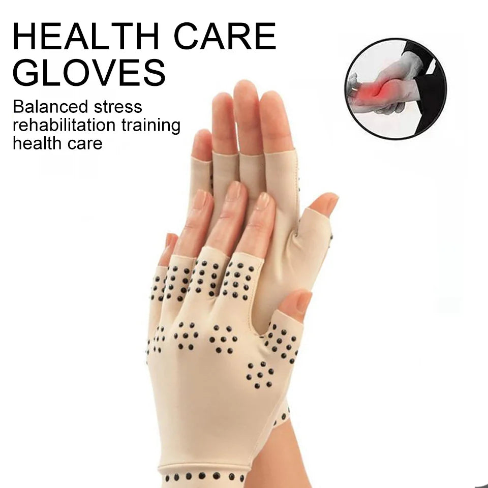 KoKossi Glue Dispensing Pressure Half Finger Gloves Magnetic Therapy Anti Slip Rehabilitation Sports Fitness Cycling Gloves