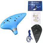 Miwayer Professional Alto C Ceramic Ocarina, 12 Tones Portable Musical Instrument with Storage Bag Neck String Music Book