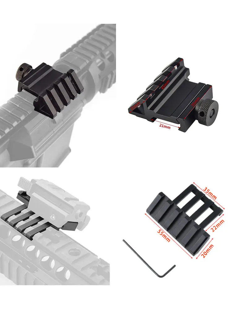 Tactical 45 Degree Rail Mount Offset 20mm Picatinny Side Rail for Flashlights Red Dot Sight Optics Mount Hunting Accessories