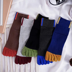 5 Pairs Men's Casual Five-Toe Cotton Socks Breathable Sports Soft High Quality Split Toe For Men Hiking Basketball Running