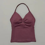 NCOYOE Women Gym Tank Top Sports V Neck Seamless Slim Fit Longline Yoga Top Running Fitness Workout Activewear Top