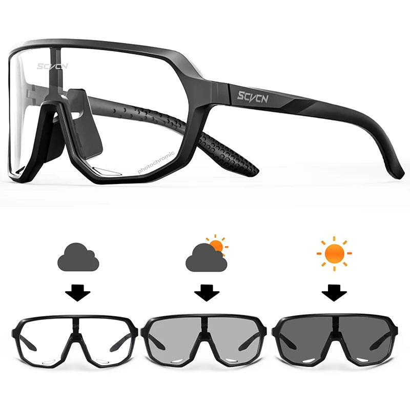 SCVCN Cycling Glasses Photochromic Men Sunglasses for Mountain Bike Road Bicycle Eyewear MTB Cycle Goggles Sports UV400 Glasses