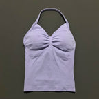 NCOYOE Women Gym Tank Top Sports V Neck Seamless Slim Fit Longline Yoga Top Running Fitness Workout Activewear Top