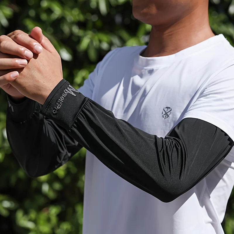 Cooling Arm Sleeves Breathable Sun Protection Ice Slik Sleeves Summer Outdoor Sports Driving Cycling Sleeves Men Loose Arm
