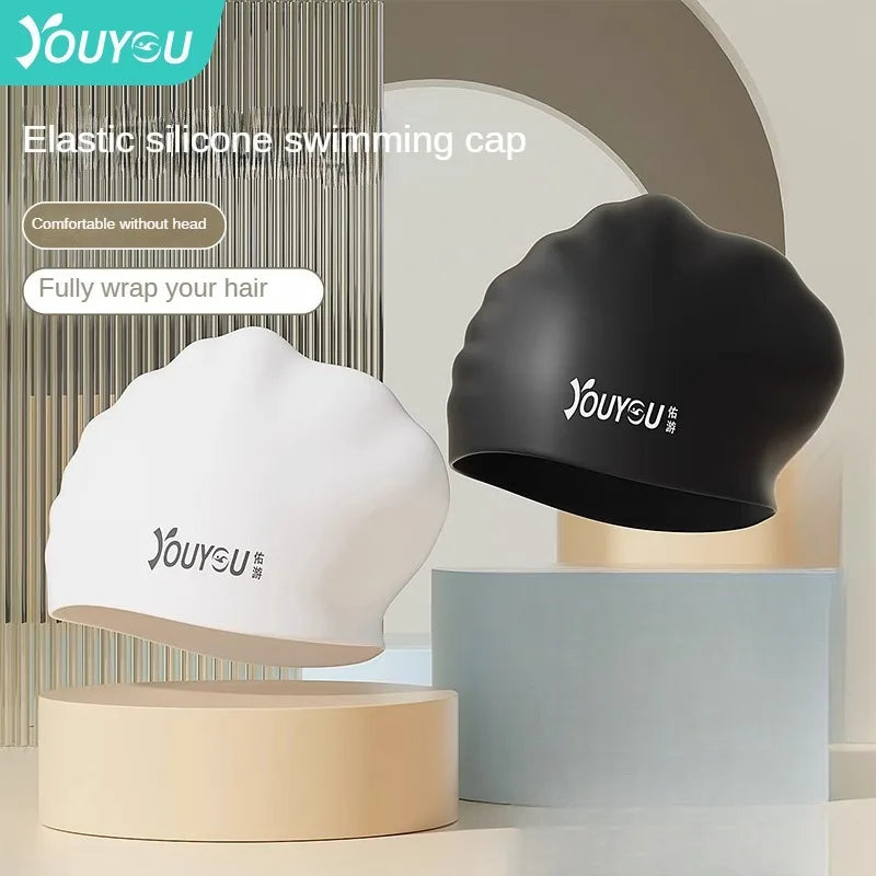 Swimming Cap Silicone High Quality Waterproof Swim Hat for  Adult Solid Color Ears Protection Swim Equipment High Elasticity Cap