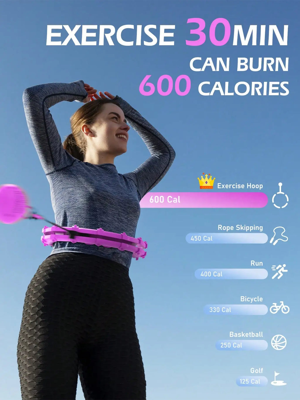 Weighted Circle With 24 Links For Adults Weight Loss, Fitness Hoop Plus Size, For Women Smart Exercise Equipment