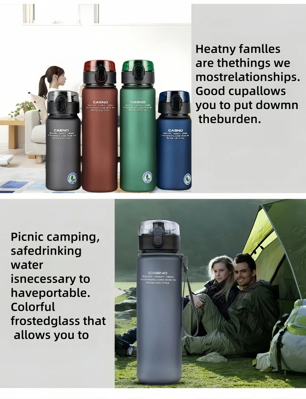 1pcs 400/560ML High Quality BPA Free Leak Proof Sports Water Bottle Tour Hiking Portable My Favorite Drink Bottles UNBreak