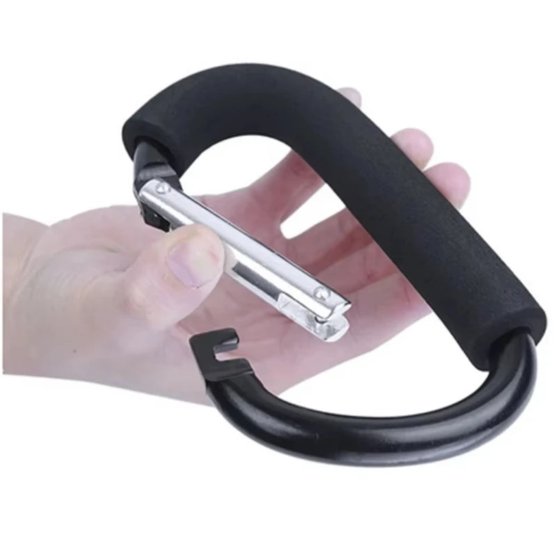 Black Carabiner Stroller Hooks Organizer Aluminum D Ring Spring Snap Keychain Clip Carry Handle for Hanging Purses Shopping Bags
