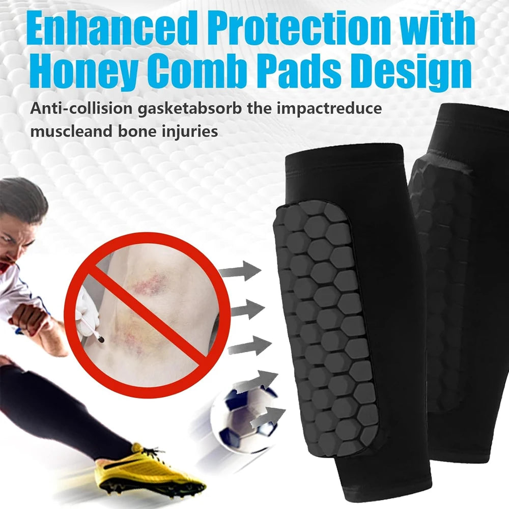 1PCS Soccer Shin Guards Pads, Shin Defender Shin Guards, Calf Compression Sleeve with Honeycomb Pads, Protective Soccer Shin Pad