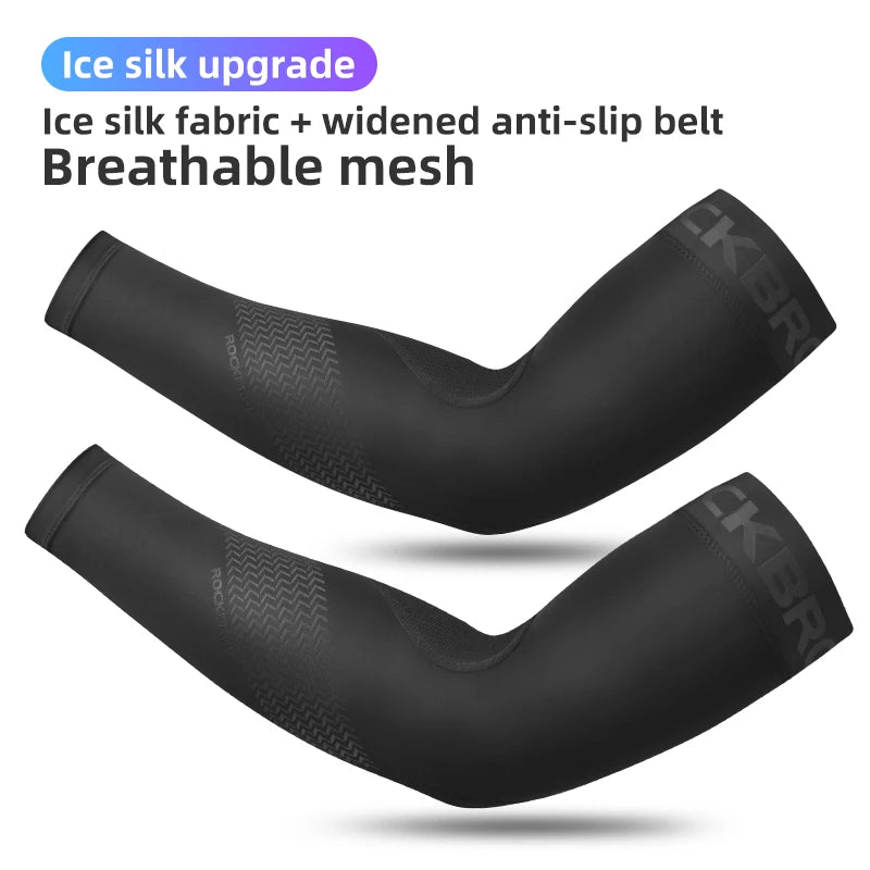 ROCKBROS Ice Fabric Running Camping Arm Warmers Basketball Sleeve Running Arm Sleeve Cycling Sleeves Summer Sports Safety Gear