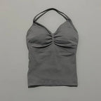 NCOYOE Women Gym Tank Top Sports V Neck Seamless Slim Fit Longline Yoga Top Running Fitness Workout Activewear Top
