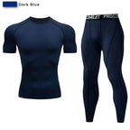 2pcs Men's Compression Sportswear Suit Elastic Training Yoga Sets Workout Jogging Fitness Clothing Tracksuit Pants Sporting