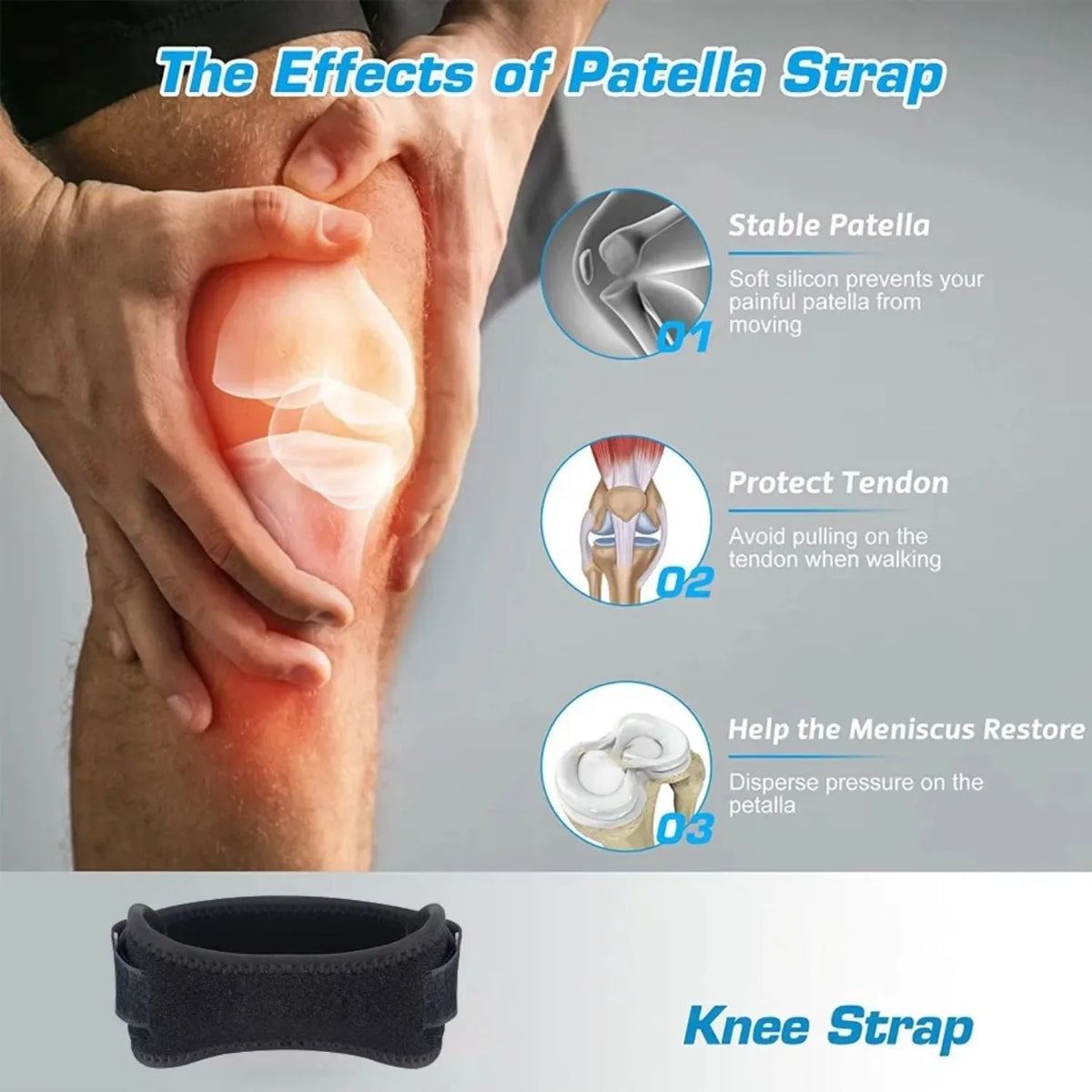 Sports Patella Brace Adjustable Strap EVA Kneepads Knee Support Pad Protective Gear Basketball Volleyball Protector