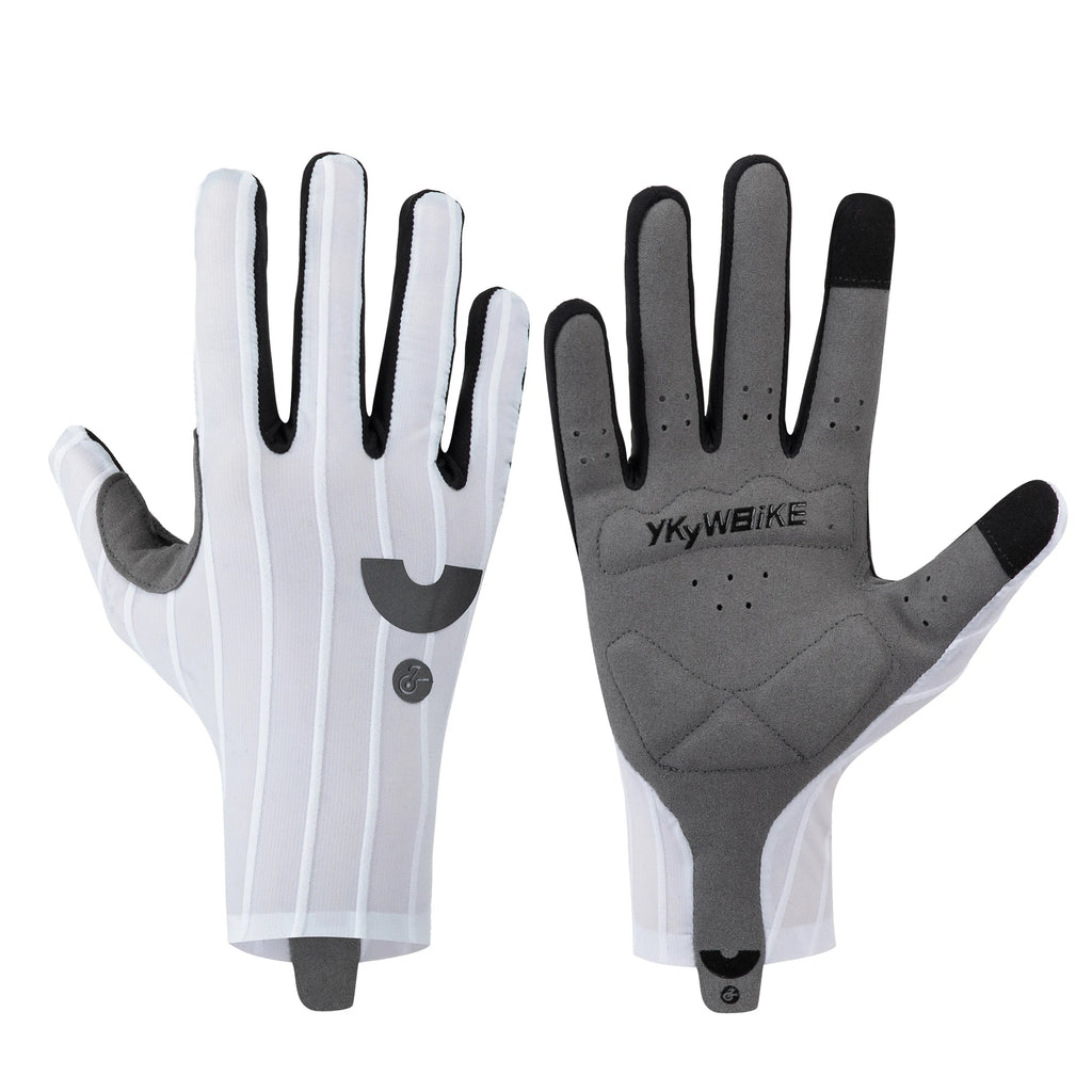 YKYWBIKE Cycling Gloves Woven Aerodynamic Striped Bicycle Sports Gloves Anti-Slip Riding Gloves Shock-absorbing Road Bike Gloves