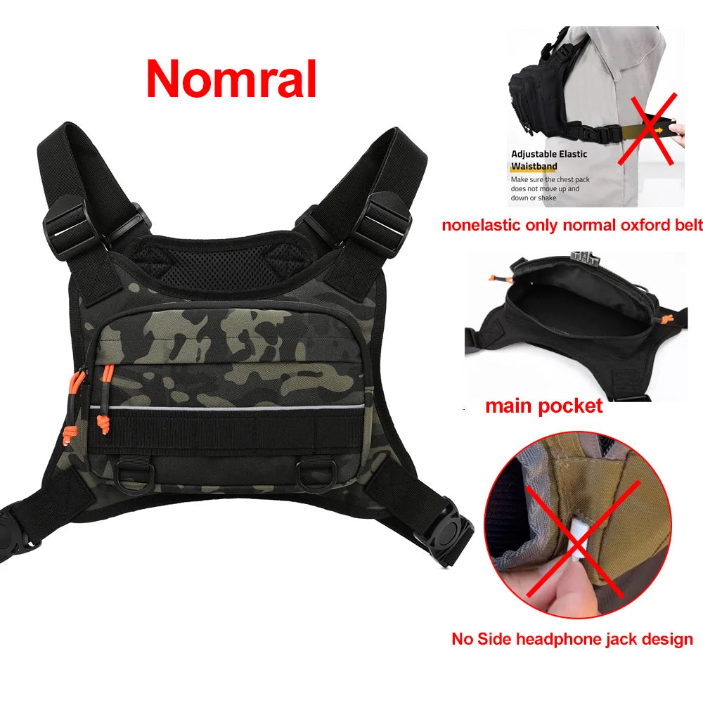 Front Chest Bag Camping Vest Backpack for Men Women Running Tactical Pack Sports Outdoor Cycling Running Fishing Travel Rig Bag