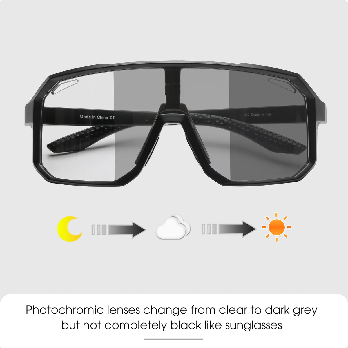 SCVCN Photochromic Cycling Glasses Cycling Sunglasses Bicycle Eyewear Sports MTB Outdoor UV400 Bike Goggles Sunglasses Eyepieces