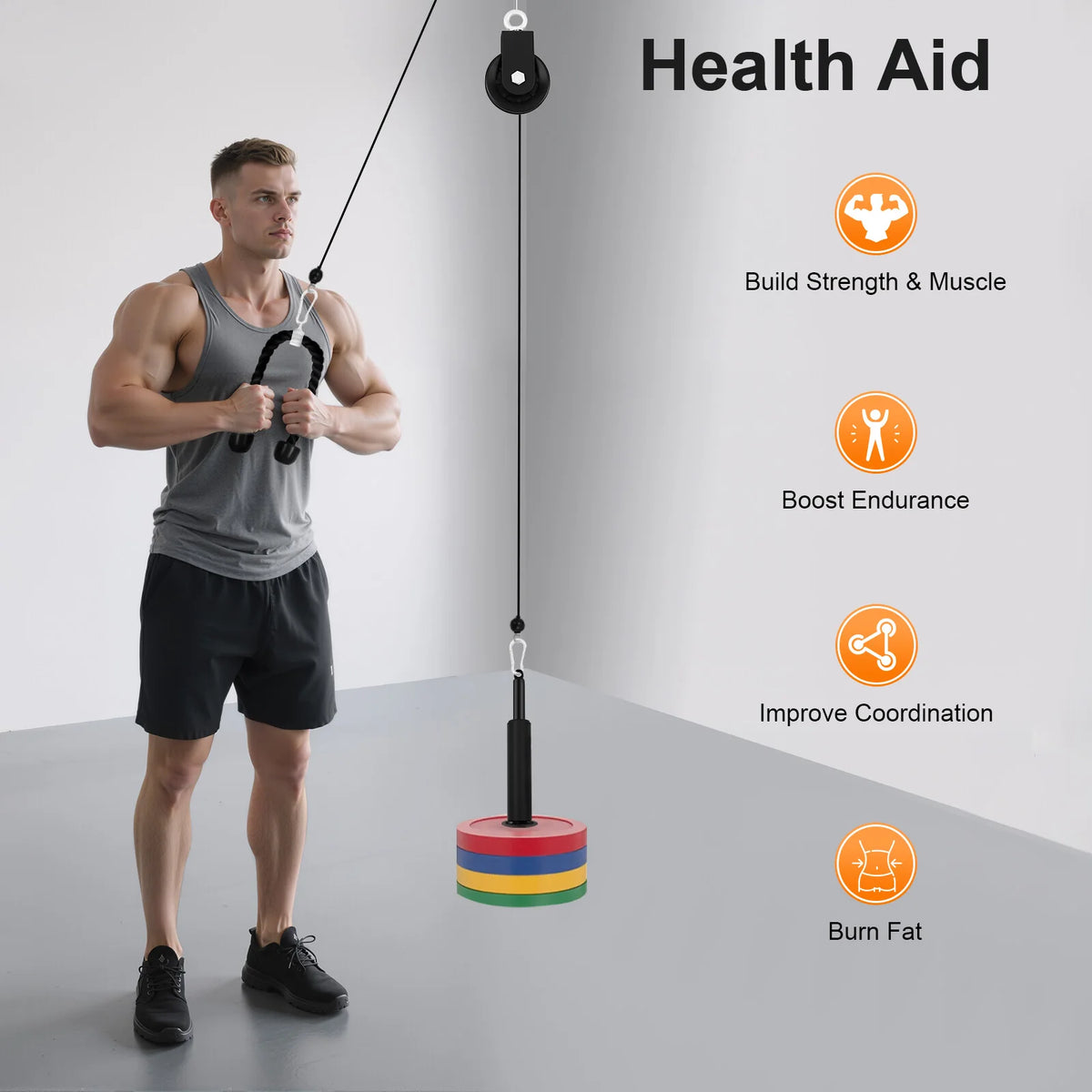 Cable Weight Pulley System for Home Gym Pulley System Gym with Safety Ropes Unisex-Adult Fitness Strength Training Equipment