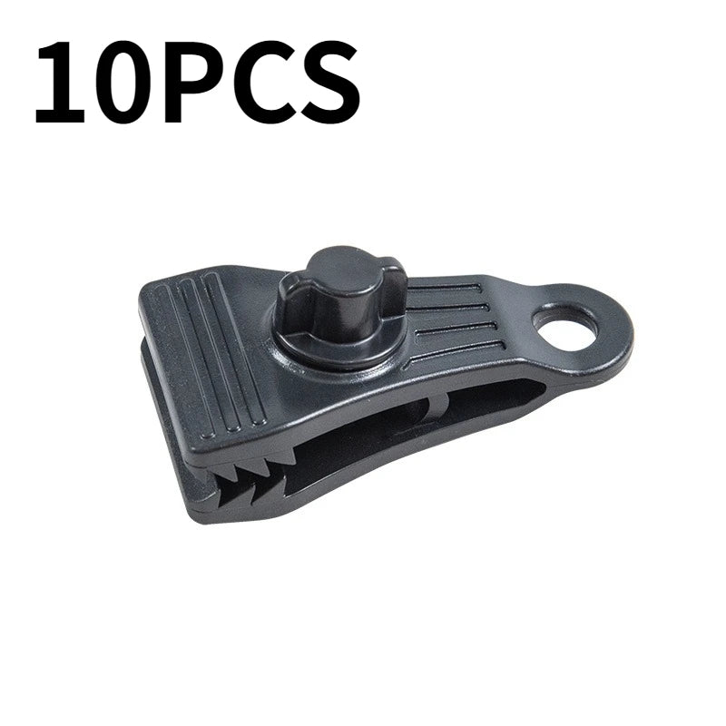 10PCS Outdoor Tent Clip Windproof Fixing Clips Camping Heavy-duty Tent Guy Line Hooks Tarpaulin Rope Fasteners for Tarps Awnings