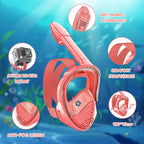 Kids Snorkel Mask Anti-Fog Leak-Proof Soft Silicone Design Easy to Wear Diving Mask Underwater Scuba Full Face 360° Panoramic