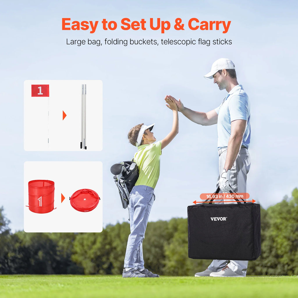 SucceBuy 3/6/9 Hole Backyard Golf Game Portable Bucket Golf Course Practice Chipping Games for Family Outdoor Sports