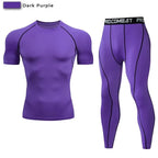 2pcs Men's Compression Sportswear Suit Elastic Training Yoga Sets Workout Jogging Fitness Clothing Tracksuit Pants Sporting