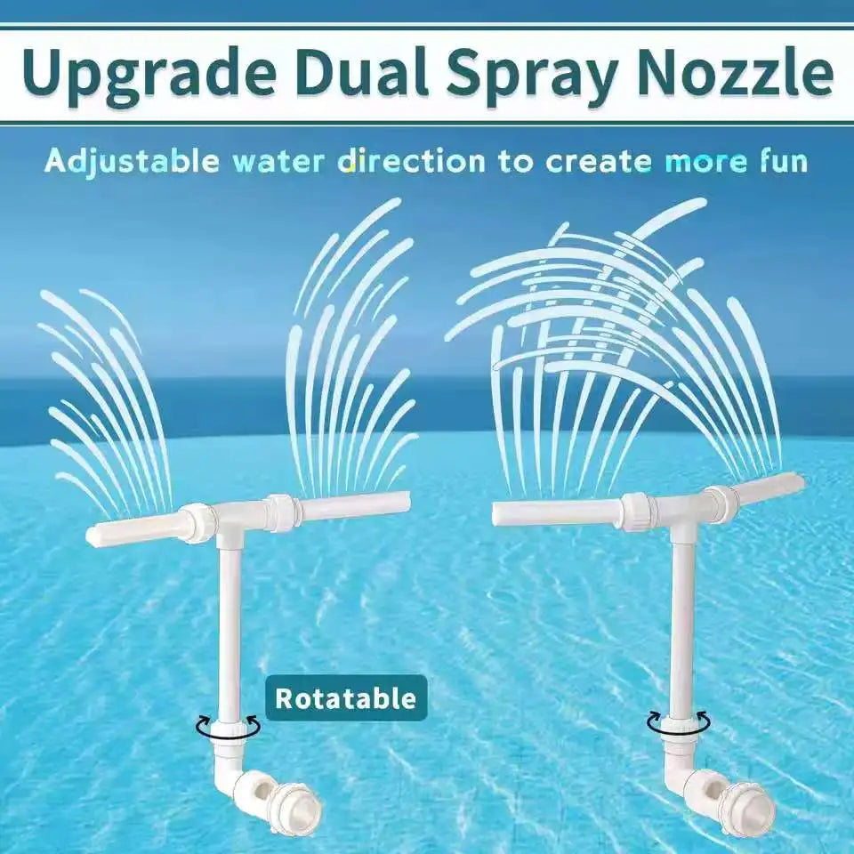 Adjustable Dual Spray Waterfall Fountain Swimming Pool Sprinkler Creative Sprayer with Fountain Bracket
