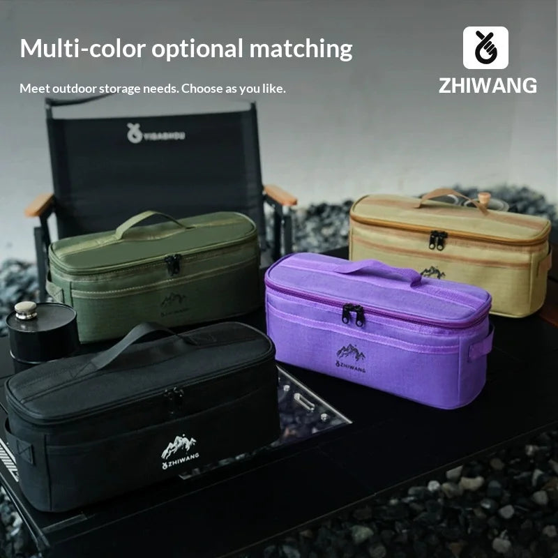 Portable Multifunctional Camping Tableware Storage Bag, Outdoor Picnic Cookware Bowl Chopstick Organizer for Travel Camping Trip