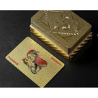 55pcs 24K Gold Foil Playing Cards, Waterproof Durable Golden Plastic Pokers for Magic & Leisure Game