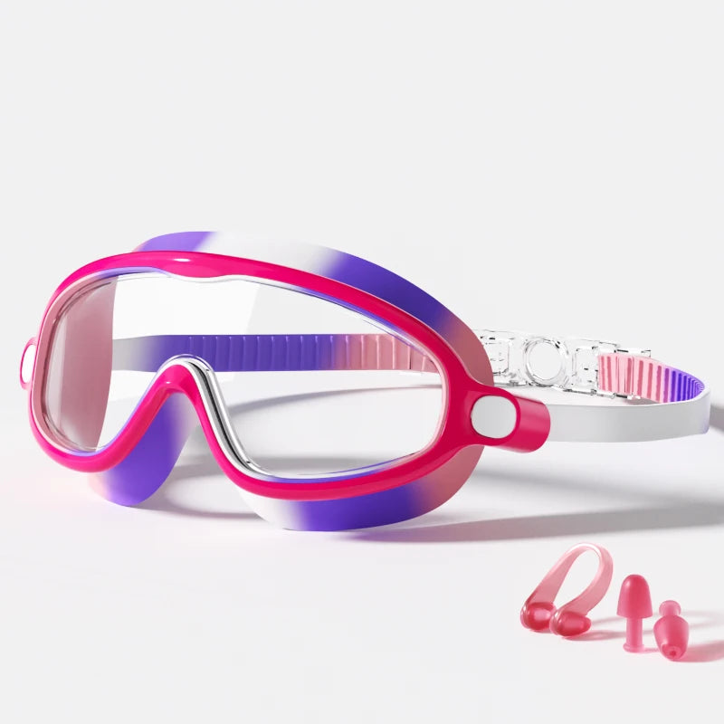 Swim Goggles, Waterproof Anti-Fog Anti-UV Wide View Swimming Goggles for Kids 3-14