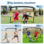 6x4ft Pop Up Soccer Goal Set Of 2 Backyard Soccer Net Portable Training Equipment With Ball Cones Pump For Kids Youth